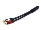 Monoprice 6inch Premium 3.5mm Stereo Female to 2RCA Male 22AWG Cable (Gold Plated) Black