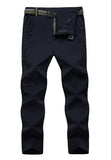 TBMPOY Men's Lightweight Hiking Pants with Belt 5 Zip Pockets Waterproof Quick-Dry Travel Fishing Work Outdoor Pants Thin Navy L