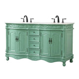 Elegant Decor Windsor 60 Solid Wood And Mdf Double Bathroom Vanity In Mint