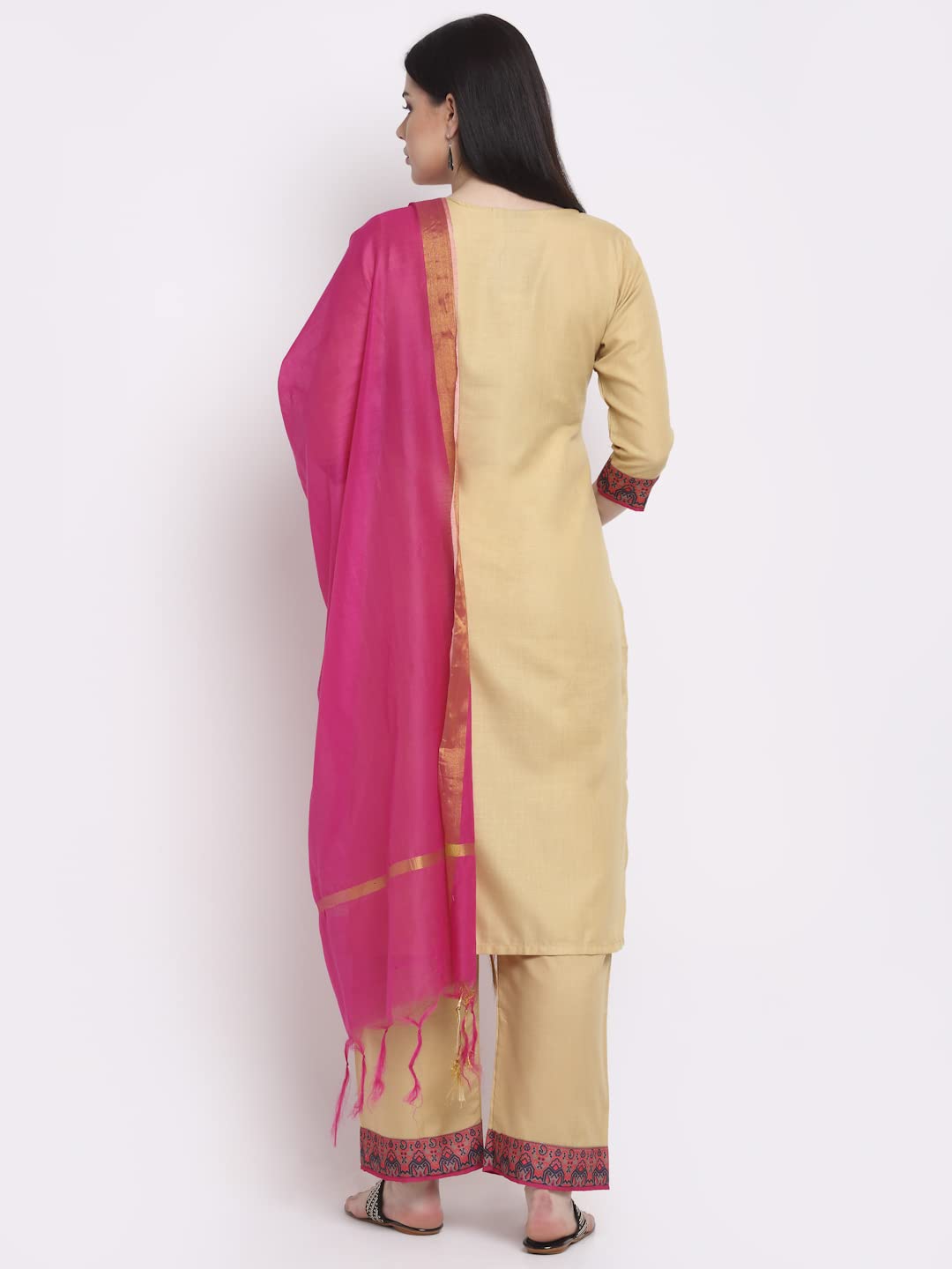 Gosriki Women'S Cotton Straight Kurta With Palazzo & Dupatta (Kpzd-Cot-10012-Beige_L-Go_Beige_Large),Beige,,B09LR1TPD5