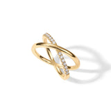 PAVOI 14K Gold Plated X Ring | Simulated Pavv Diamond CZ Criss Cross Ring for Women | Yellow Gold - Size 6