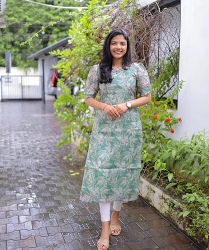 Anni Designer Women'S Viscose Chanderi Floral Straight Kurta (Godavari-Clrs_Green_X-Large),Green,XL,Viscose Blend,Classic,