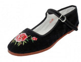 Shoes 18 Womens Cotton China Doll Mary Jane Shoes Ballerina Ballet Flats 118 Black Emb 11