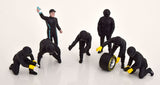American Diorama 1/18 Pit Crew Set III Black Figures Set of 7 Figures American Diorama Pit Crew Metal Figures Set
