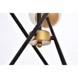 Living District Axl 6-Light Metal Pendant W/White Shade In Black And Brass