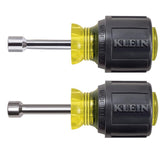 Klein Tools 610 Tool Set, Made in USA, Nut Driver Set with Stubby Nut Driver Sizes 1/4 and 5/16Inch, Full Hollow Shaft, 2Piece