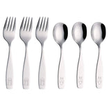 ANNOVA Kids Silverware 6 Pieces Children's Safe Flatware Set Stainless Steel - 3 x Forks, 3 x Children Dinner Spoons, Toddler Ut
