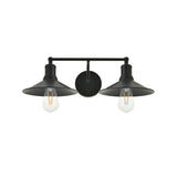 Living District Etude 2-Light Mid-Century Metal Wall Sconce In Black