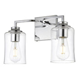 Living District Ronnie 2-Light Iron & Glass Bath Sconce In Chrome/Clear