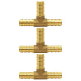 Uenede 3PCS Brass 5/16 to 3/8 to 5/16 (8.5-10-8.5 mm) Barb Reducer Tee Splicer Mender Hose Barbed Fitting 3-Way Reducing Unio