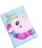 Neeyati Plush A5 Notebook, 200 Pages Ruled Diary, Pink And Turquoise Cover Unicorn A5 Soft Fur Fabric Diary/Personal Notebook 