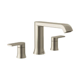 Moen Genta LX Brushed Nickel Two Handle Deck Mounted Modern Roman Tub Faucet, Widespread Bathtub Faucet Set, Modern Bathroom Fau