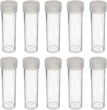 (10) Round Clear Plastic (Penny Cent) Size Coin Storage Tube Holders Screw on Lid