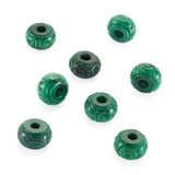 Fashewelry 10Pcs Natural Myanmar Jade Stone Large Hole Beads Rondelle Engraving Gemstone European Charm Beads Drum Shape Healing