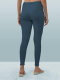 Lyra Women Solid Premium Cotton Ankle Length Leggings | Mid-Waist | Fashionwear Denim Blue L