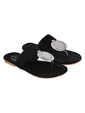 Shoetopia Ethnic Jewel Detailed Black Flats,Black,4,B0BYPBRXHC