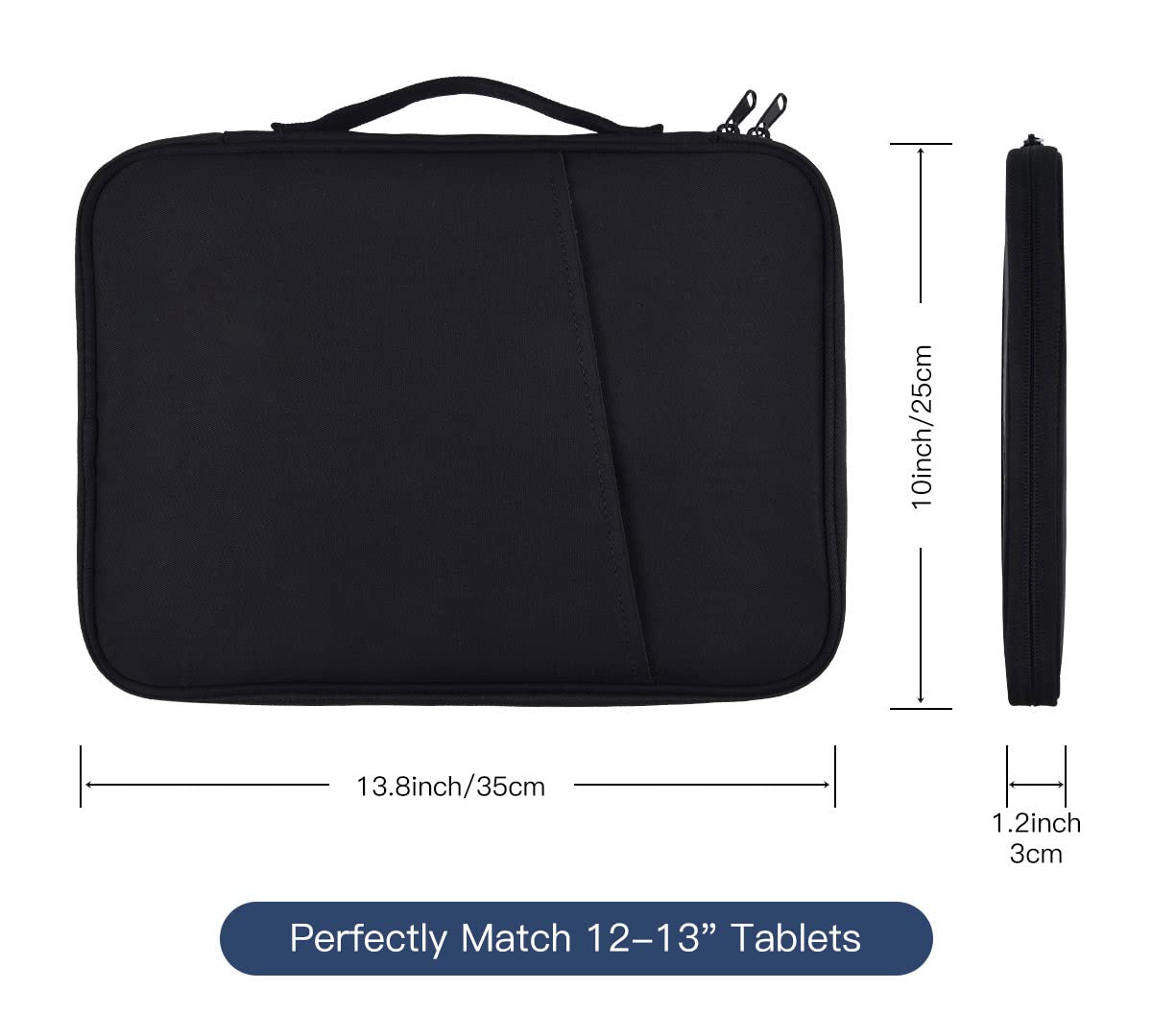 12-12.9 Inch Tablet Sleeve Bag for 12.4 Samsung Galaxy Tab S9+ Plus/S8+ 2022/S7+/S7+ Plus/S7 FE,13 iPad Air M4/iPad Pro M2 2