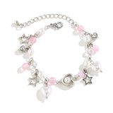 Zhang shine Y2k Bracelet Love Heart Star Beaded Chain Dainty Pendant Bracelet Gothic Punk Cool Resin For Women Adjustable Fashio