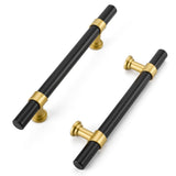 Haliwu 10 Pack Black Cabinet Pulls Black&Gold Cabinet Handles, Barrel Gold Dresser Drawer Pulls for Kitchen Hardware,4 inch