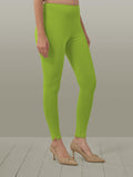 Lyra Women Solid Premium Cotton Ankle Length Leggings | Mid-Waist | Fashionwear Yellow Green L
