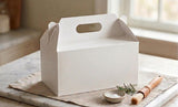 White Paper Box with Handle, No Window, Gable Style Carry Box for Gifts and Bakery Size 10cm*10cm*18Cm pack of 20 boxes
