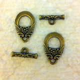 10 Sets of Antique Bronze Oriental Flower Toggle Clasps ~Jewelry Making~