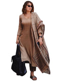 Anni Designer Women'S Rayon Blend Solid Straight Kurta With Pant & Dupatta (Raja Saab Beige-Vks04_S_Beige_Small),Beige,S
