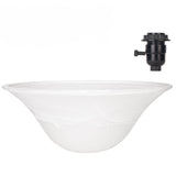 lianheng Floor Lamp Glass Bowl Shade Replacement, White Alabaster, E26 Socket Compatible, for Torchiere Standing Lamps