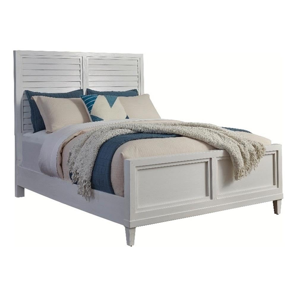 American Woodcrafters Dunescape 79' W Wood King Panel Bed In White