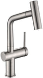 AguaStella AS06BN Brushed Nickel Bar Faucet or Prep Kitchen Sink Faucet with Pull Down Sprayer and Single Handle