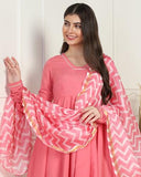 Toplot Women Solid Flared A-Line Kurta With Pant And Dupatta Suit Set | Kurta Set (Anarkali-Set-5196-Pink-Xl),Pink,,B0DBZS54HC