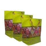 brown leaf Printed Large Size Paper Bag Party Favor Goodies Bag for Weeding, Anniversary, Christmas & Festival (Set of 12)