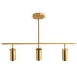 KCO Lighting Linear Pendant Light Ceiling Track Spotlight Gold 3-Light with Rods Adjustable Hanging Lighting Fixture for Dining 