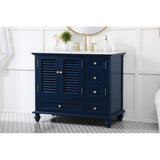 Elegant Decor Rhodes 42 Coastal Solid Wood Single Bathroom Vanity In Blue