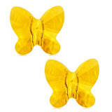 100pcs Cute Czech Butterfly Center Drilled Crystal Glass Beads 10mm (0.4 Inch) November Topaz Yellow Birthstone #5754