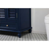 Elegant Decor Rhodes 60 Coastal Solid Wood Double Bathroom Vanity In Blue