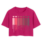 Toplot Heart Printed Round Neck Crop Top For Women (Small-Heart-Top-5203-Pink-S),Pink,,B0DCTPP7TH