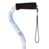 NOVA Designer Walking Cane with Offset Handle, Lightweight Adjustable Walking Stick with Carrying Strap, Proud Peacock Design