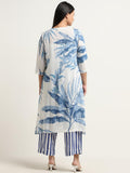 Gosriki Women'S Cotton Blend Straight Printed Kurta With Palazzo (Rilaka Blue-Gs_Xl_Blue_X-Large),Blue,,B0D9YMLYQD
