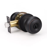 KNOBWELL 1 Pack Keyed Entry Door Knob Exterior Doorknob with Key, Oil Rubbed Bronze Bedroom Door Knobs with Lock and Key, Securi