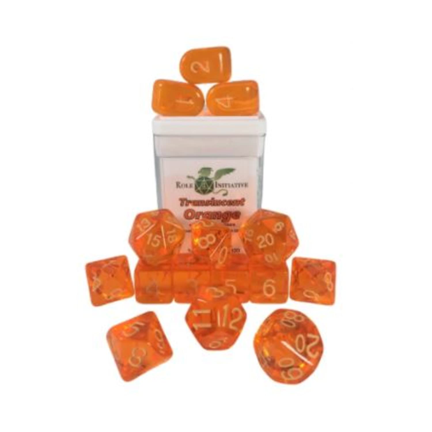 Role 4 Initiative Polyhedral Dice - Translucent Orange W/White And Arch'D4 (15)