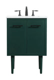 Elegant Decor Indoor Modern Under Sink Bathroom Fixtures Storage Organizer Cabinet 24 Inch Single Bathroom Vanity - Green