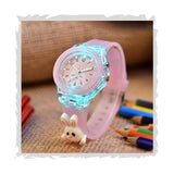 Acnos Silicone 3D Rebbit Children Kids Girls Multi Color Analog Led Lights For Watch Gift Birthday Baby Girl Watch Suitable Girl