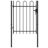 vidaXL Single Door Fence Gate with Arched Top, HeavyDuty Steel, Rust and Corrosion Resistant, PowderCoated Finish, Black Per