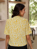 Gosriki Women'S Tunics Tops Rayon Viscose Printed Short Top For Women (Rishta Yellow-Gs_Xl_Yellow_X-Large),Yellow,,B0F62KFT3Q