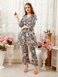 Shienzy Collared Kurta Pant Set || Co Ord Set || Pocket Kurta Pant Set For Women Grey L