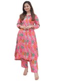 Leriya Fashion Ethnic Co Ord Set for Women Kurta Set for Women | 2 Piece Kurta Set | Kurta with Pant for Women (X-Large, Pink) L