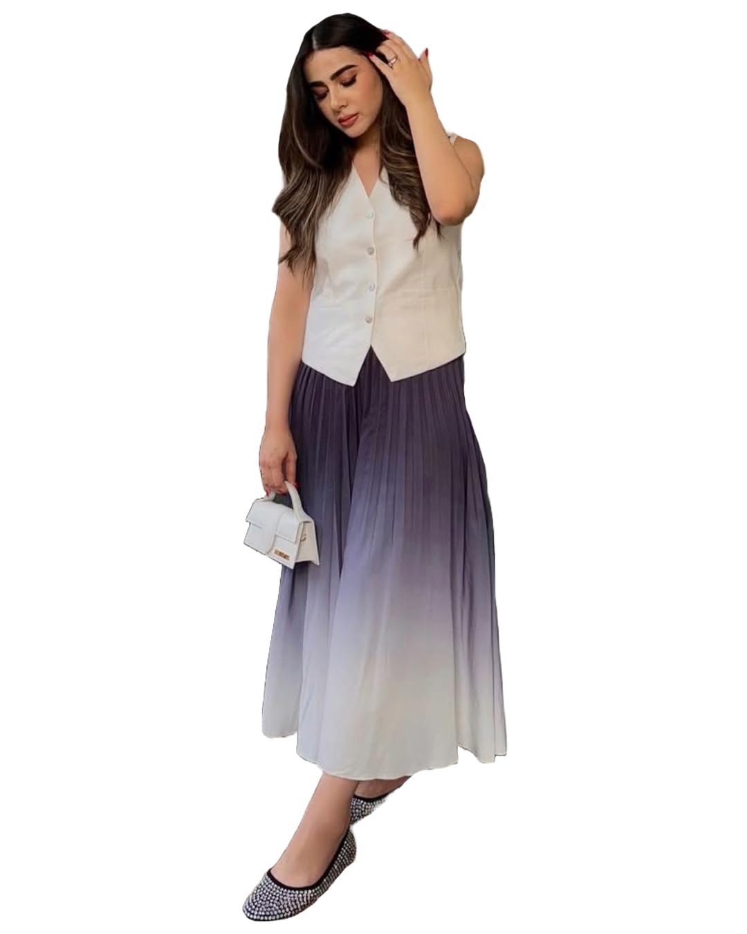 Anni Designer Women'S Rayon Viscose Printed Maxi Dress Set (Sarwala White_S_White_Small),White,S