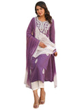 Anni Designer Women'S Rayon Blend Embroidered Straight Kurta With Pant & Dupatta (Vimurat Purple_S_Purple_Small),Purple,S