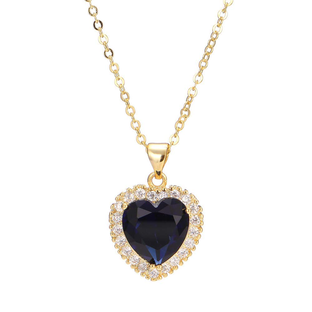 AILUOR Titanic Heart of the Ocean Necklace, Gold Plated Blue Sapphire Crystal Necklace Pendants Jewelry Valentines Mother's Day 